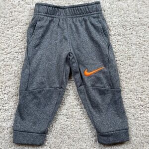 Nike Dri-FIT Toddler Boys Gray Heather Joggers Orange Swoosh Sweatpants 2T
